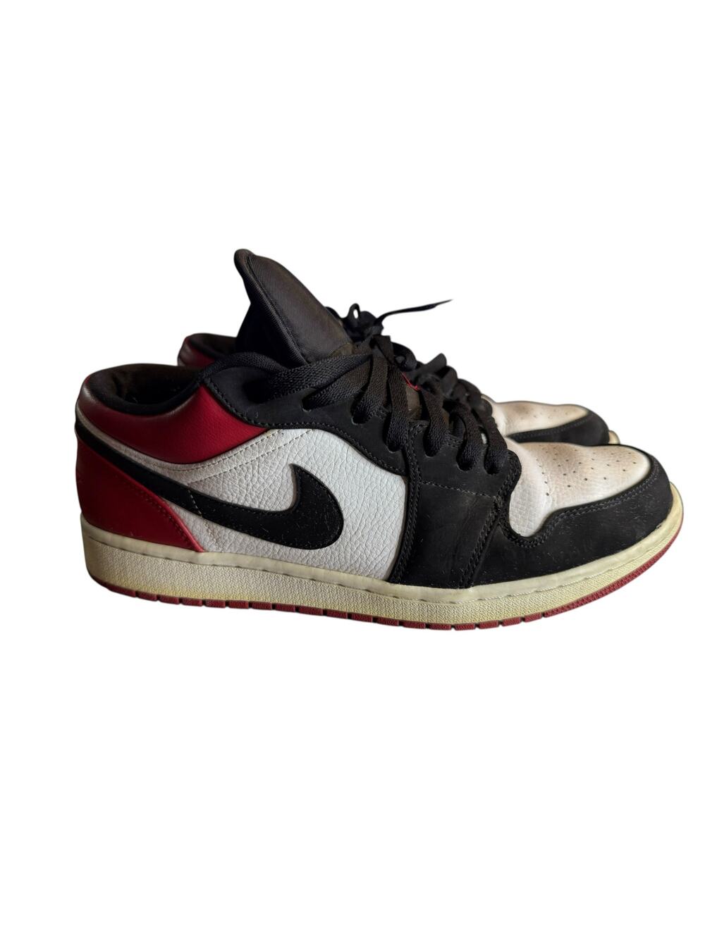 Nike Air Jordan 1 Low Black Toe Red White Retro Bred 553558-116, Men's Size 12